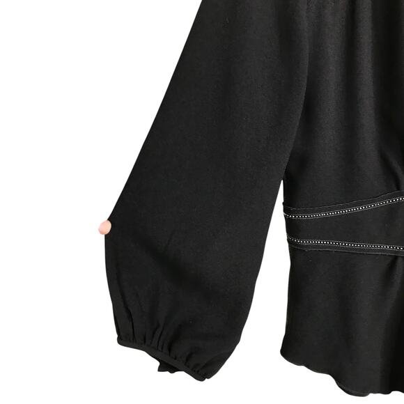 Isabel Marant Blouse top Womens 38 Black Puff Sleeves Cream Trim - Picture 6 of 7